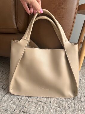 Melie Bianco Megan Recycled Vegan Leather Tote Bag  TaupeBeige Purse